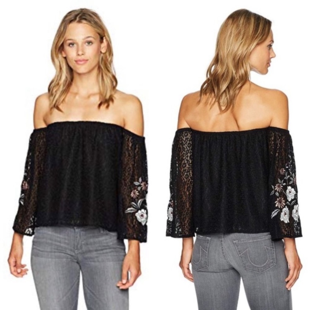 Cupcakes and Cashmere Women’s Off Shoulder Lace Embroidered Top